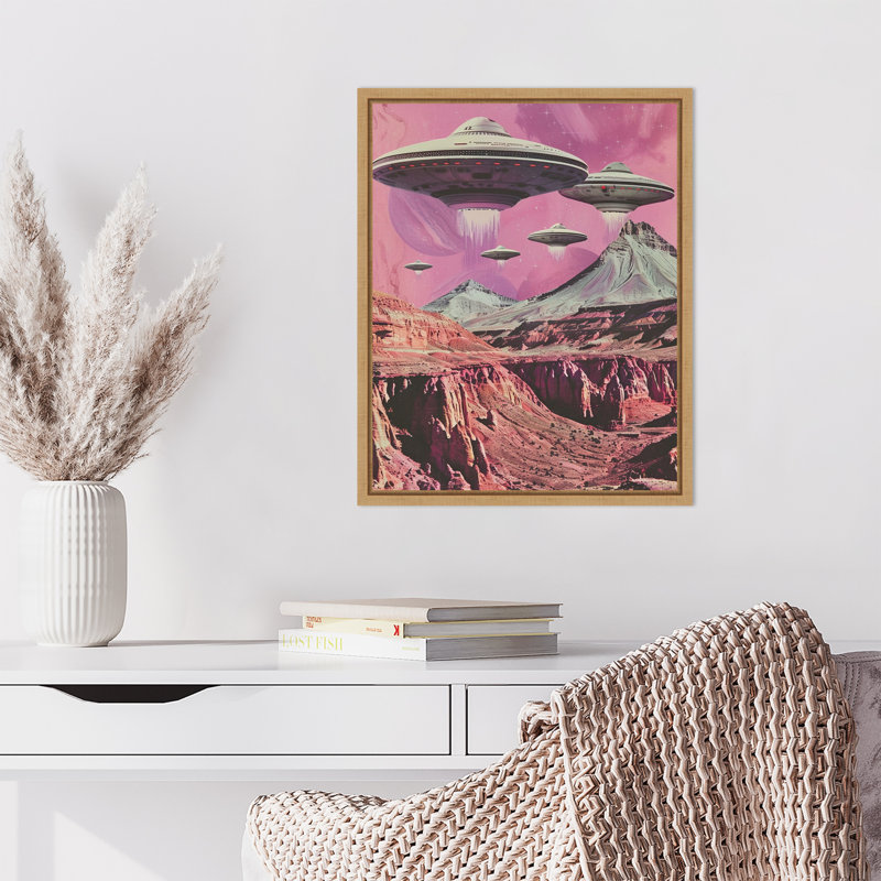 UFOs Canyon Landing by Samantha Hearn Framed Canvas Wall Art Print, 20" H x 16" W