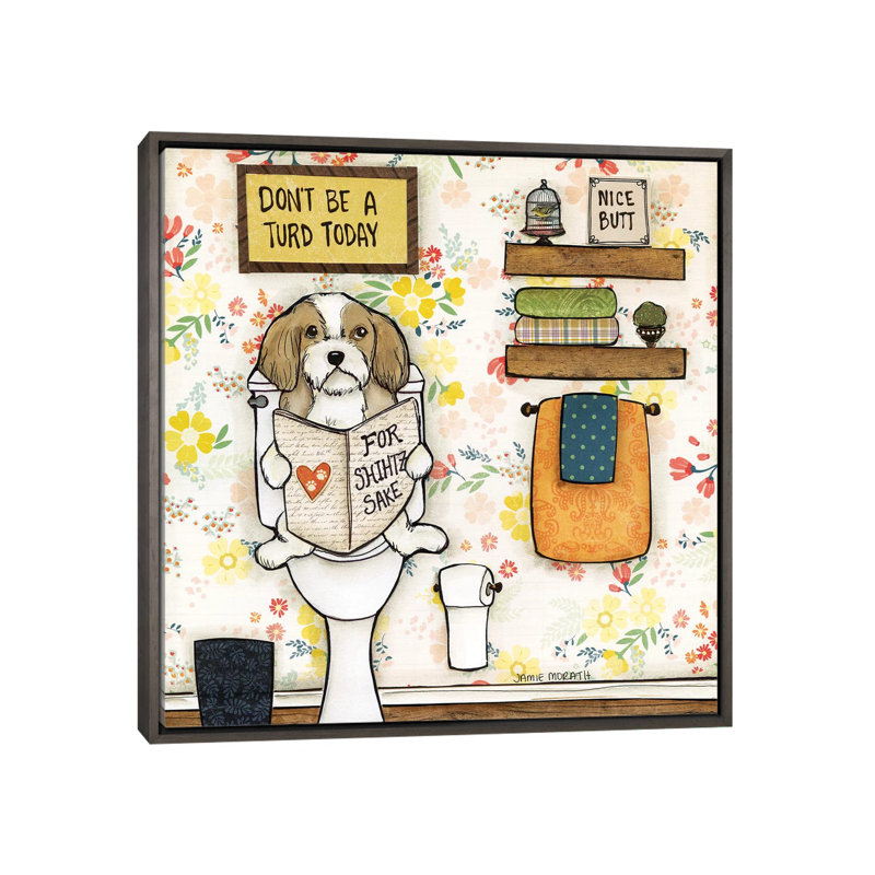 « Turd Today » par Jamie Morath-impression, H 18 po x l 18 po x 1,5 po, Pas de tapis, Toile avec cadre gris
