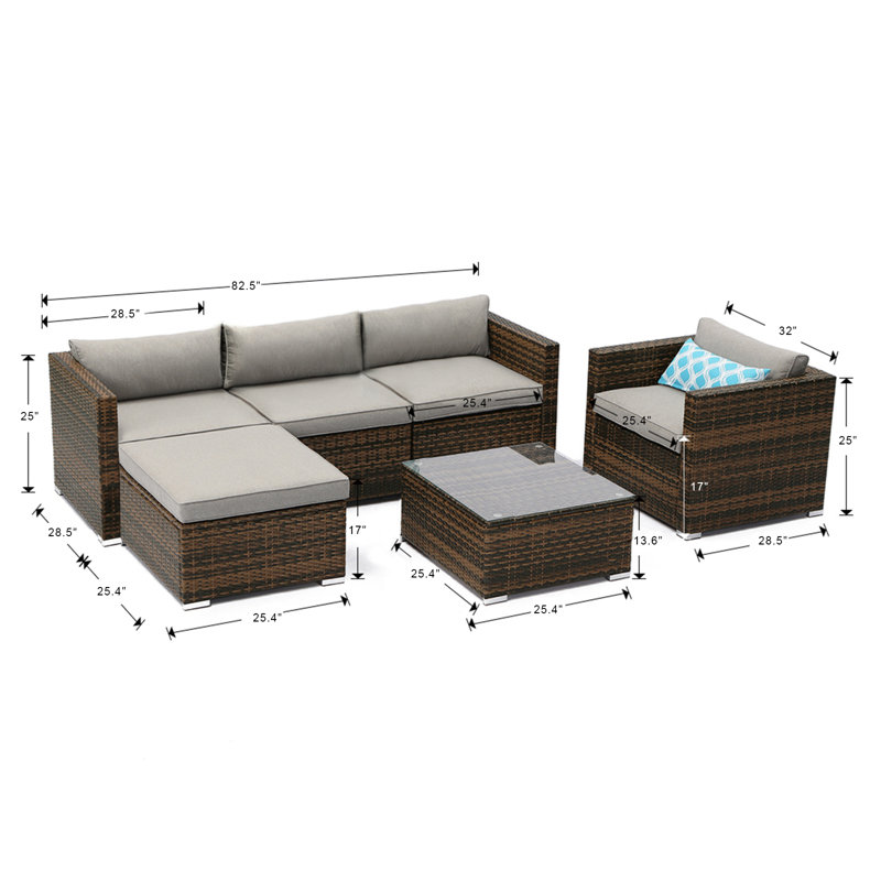Hygge 5 - Person Modular Patio Conversation Set with Cushions