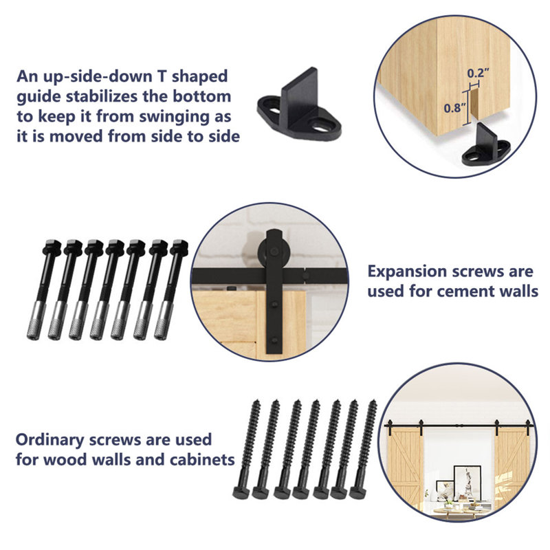 Ensemble de quincaillerie de porte de grange double standard à glissières shape, 120 po