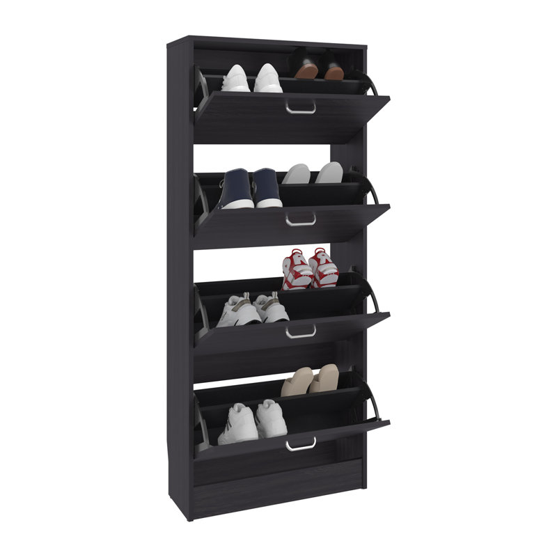 Meuble à chaussures Inola à 4 portes pour entrée, couleur wengé