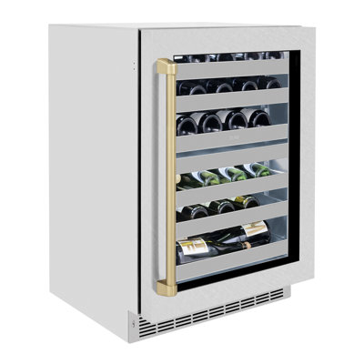 ZLINE Autograph Edition 24 in. Touchstone Dual Zone 44 Bottle Wine Cooler with Satin Stainless Steel Glass Door and Handle