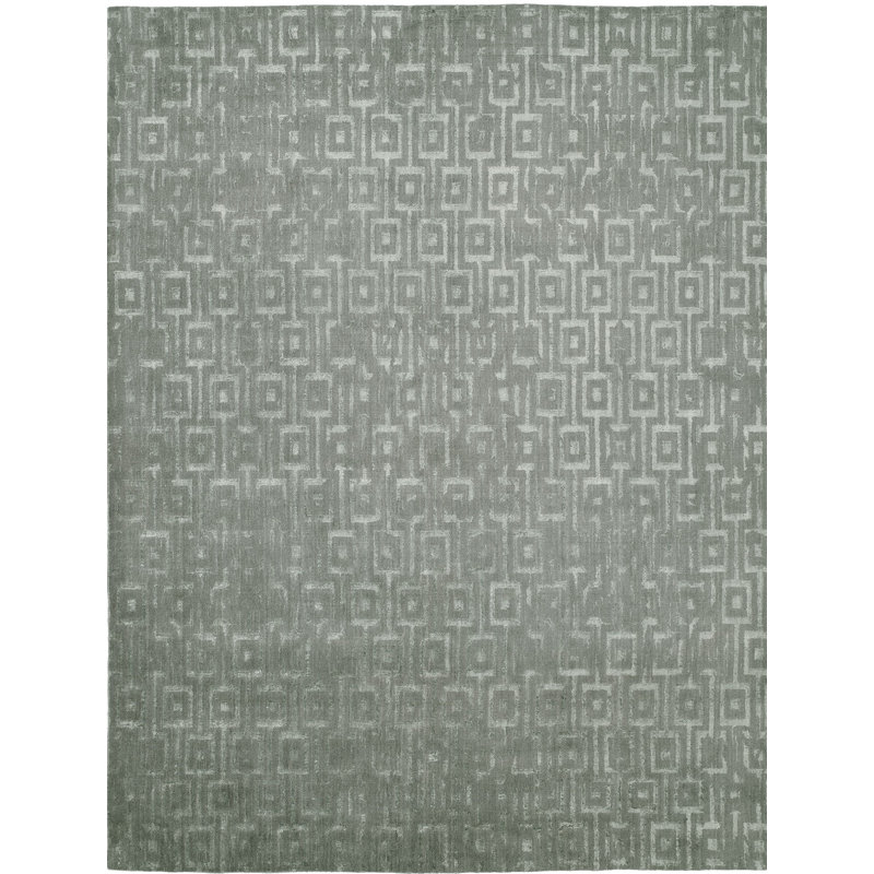 Tapis gris géométrique tissé à la main, Tapis de couloir beige