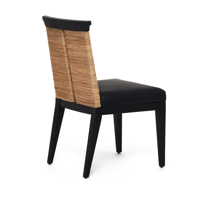 Reed Upholstered Dining Chair, Matte Black, Black