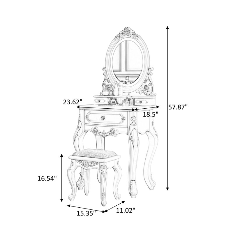 Ensemble de meuble-lavabo en bois massif, 57.87" H x 23.62" W x 18.5" D