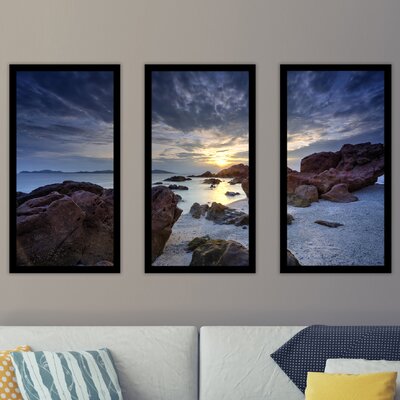Sea stones at Blue Hours - 3 Piece Picture Frame Photograph Print Set on Acrylic -  Picture Perfect International, 704-2696-1224
