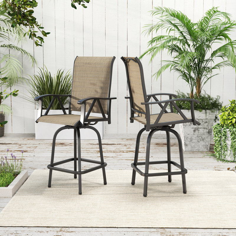 Tabourets de comptoir pivotants en polyester 23,6 po Arkayla, Brun