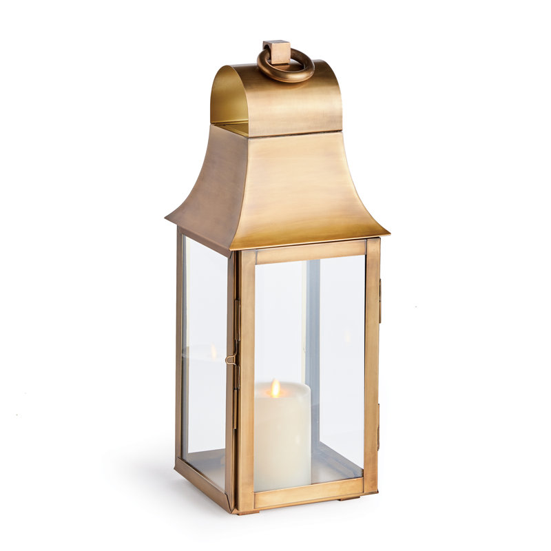 Stainless Steel Tabletop Lantern, 21.5" H x 8.25" W x 7.75" D