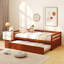 Twin Size Trundle Daybed Wooden Slat Support Mattress Platform For Kids White