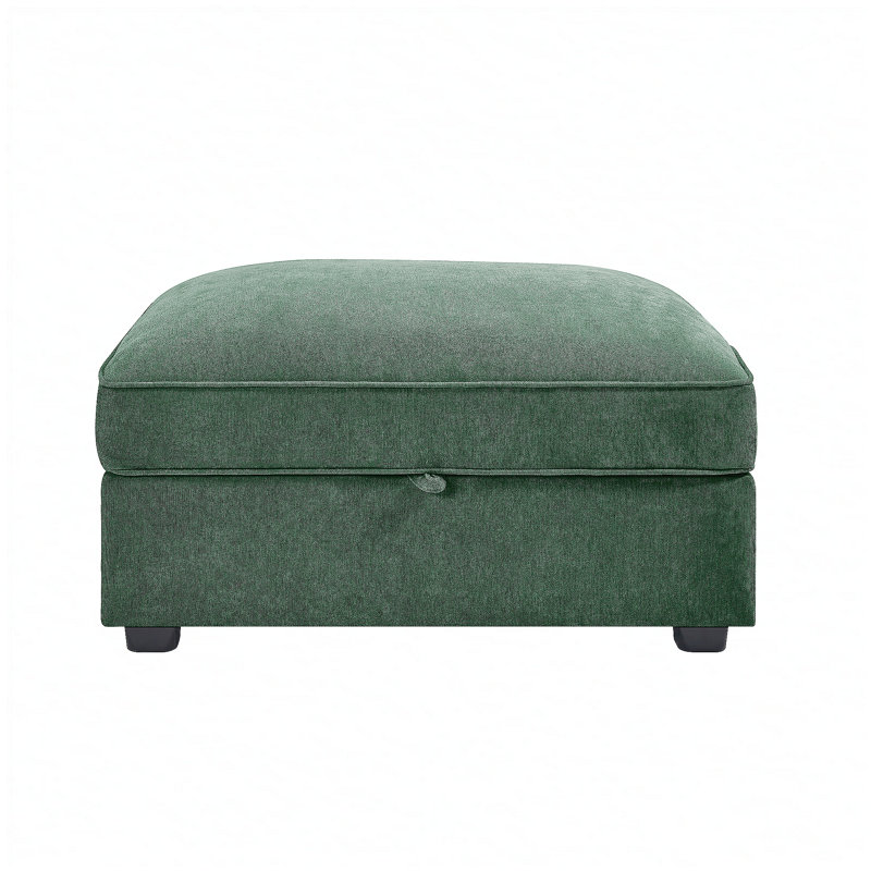Modern Chenille Ottoman, Green