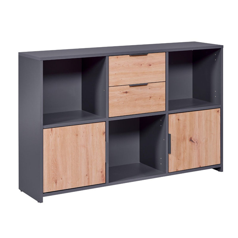 Aksil Bookcase, Grey/Natural