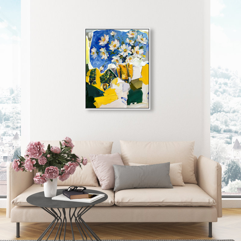 Sunshine And Flowers Print by Oliver Gal, 21"H x 25"W, White Floater Frame