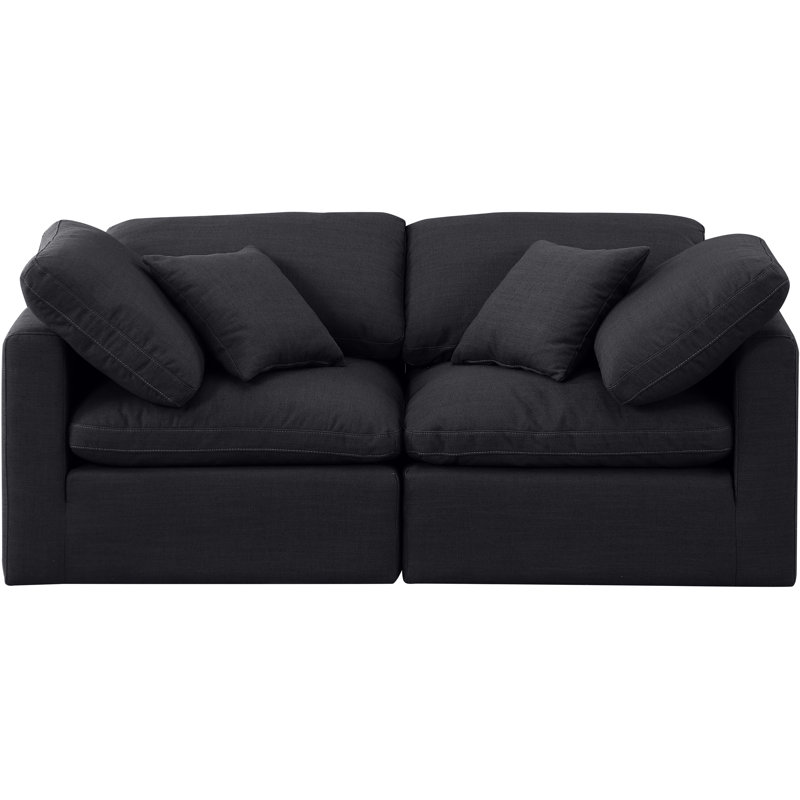 Itala Upholstered 70'' Loveseat, Black Linen Textured Fabric