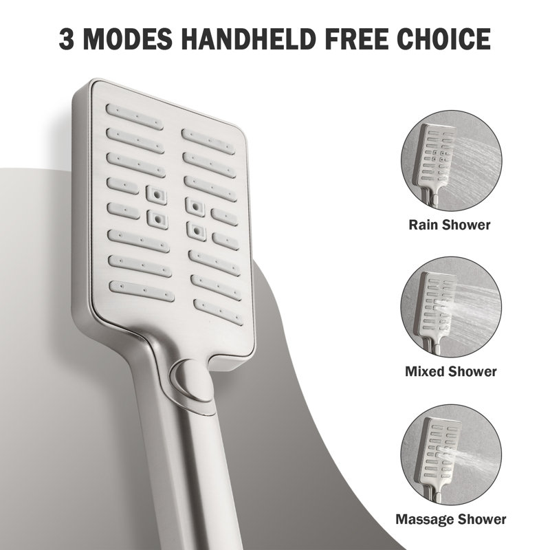 Complete Shower System with Rough in-Valve, Silver