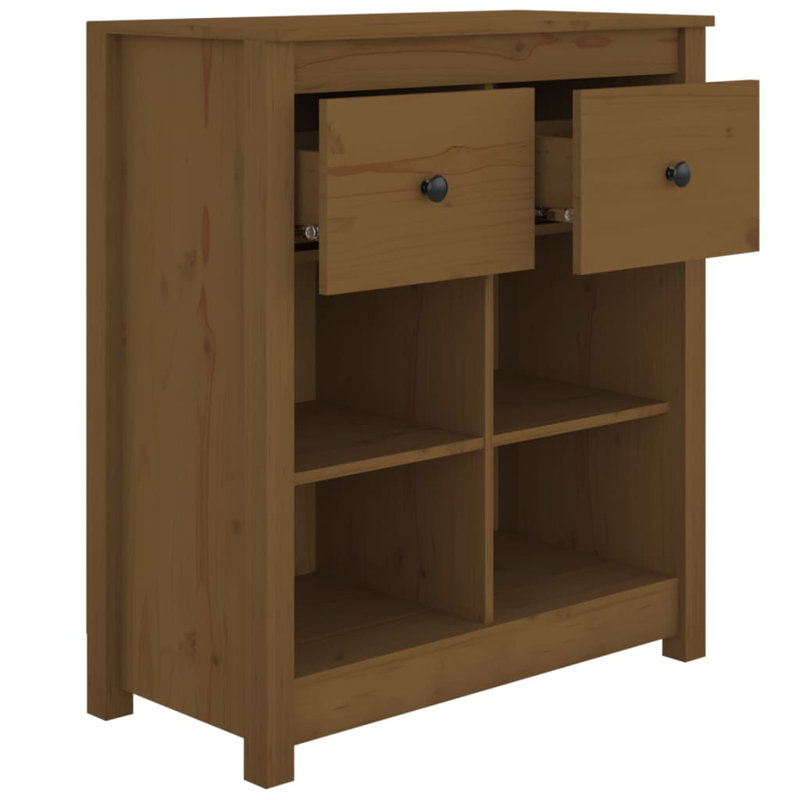 Jarelly 70 Cm Wide 2 Drawer Pine Solid Wood Sideboard, Brown