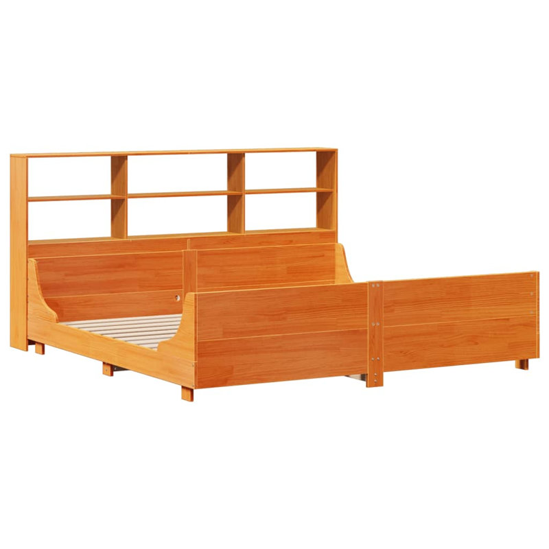 Boilleau Solid Wood Bed, Wax Brown, 180 x 200 cm