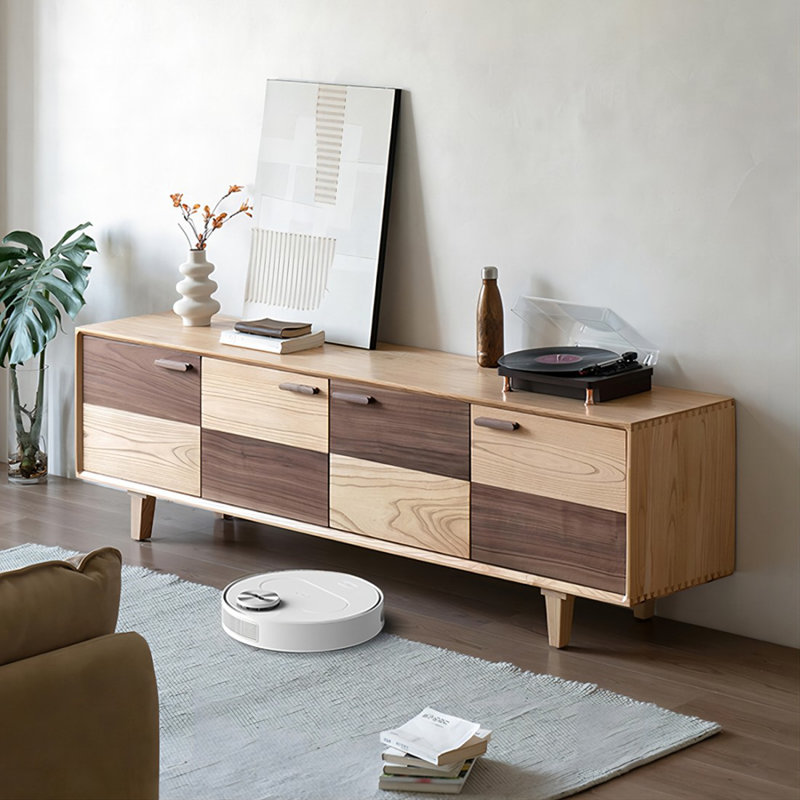 Meuble télé moderne en bois massif, H 22,83 po x L 70,87 po x l 15,75 po