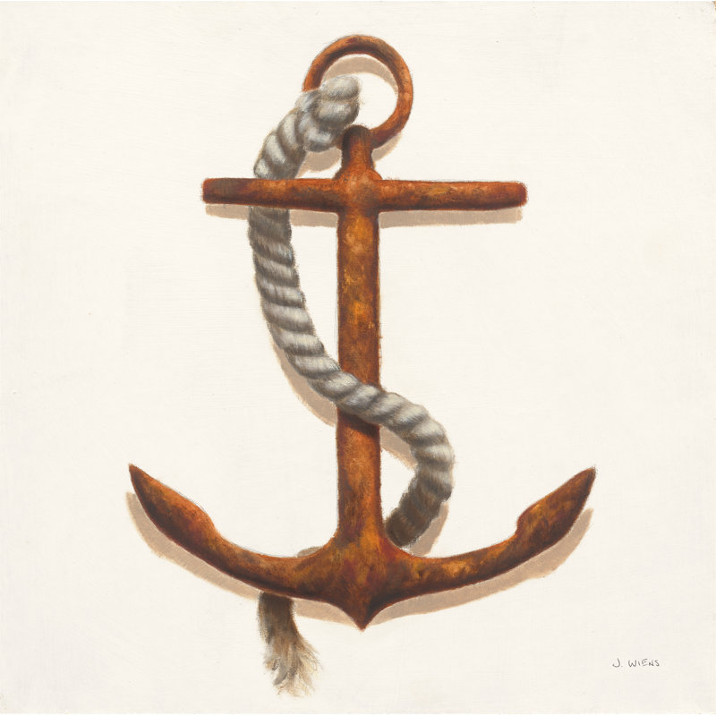 Nautical Anchor Plain by James Wiens - Wrapped Canvas Painting, 30cm H x 46cm W x 3.8cm D
