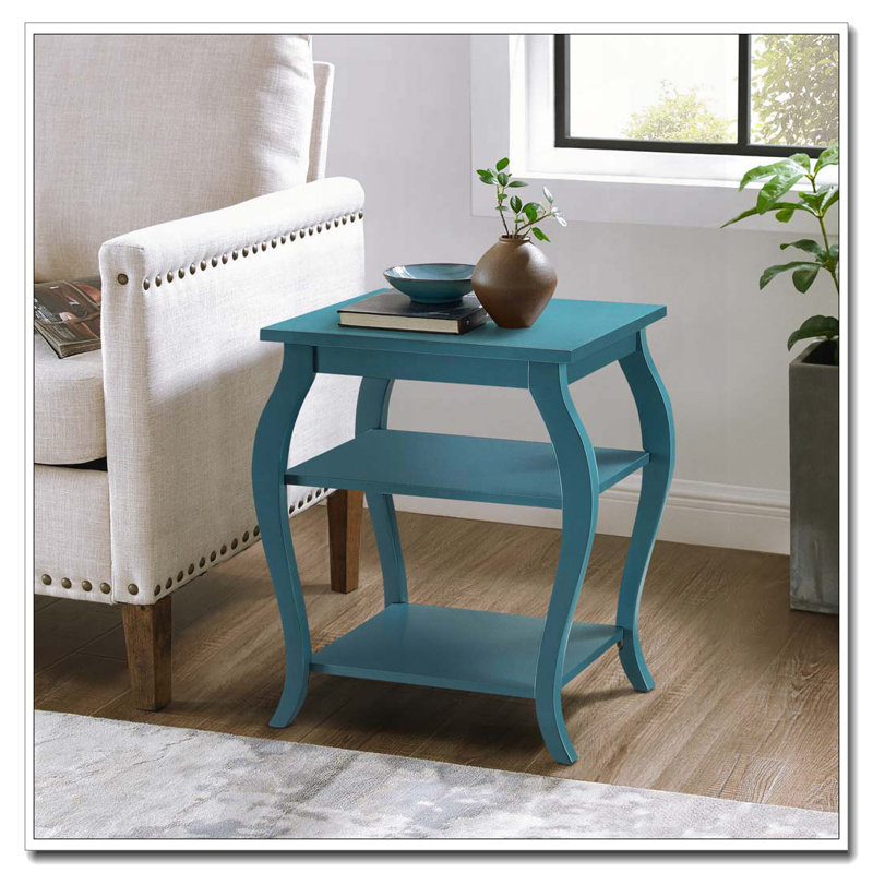 Teal 2-shelf End Table