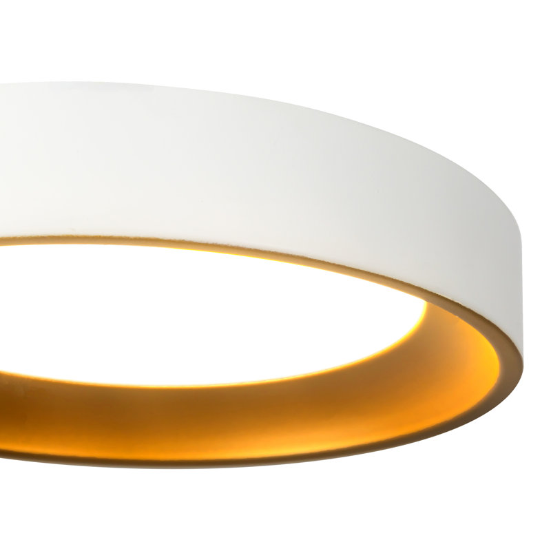 Nix 7-in Black dimmable LED Flush Mount, White/Gold