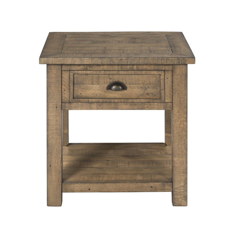 Table de bout avec rangement Holliman, Naturel récupéré