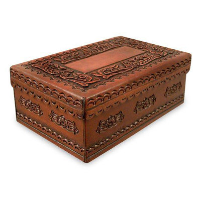World Menagerie Genuine Leather Decorative Bin