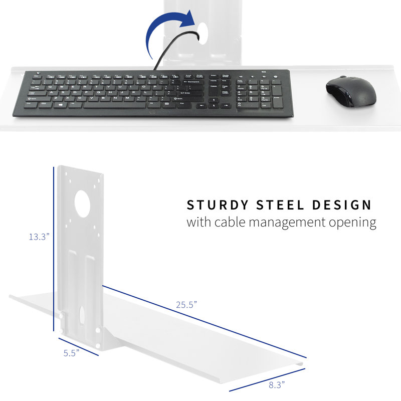 Plateforme pour clavier de bureau H 13,3 po x l 25,5 po x P 8,3 po