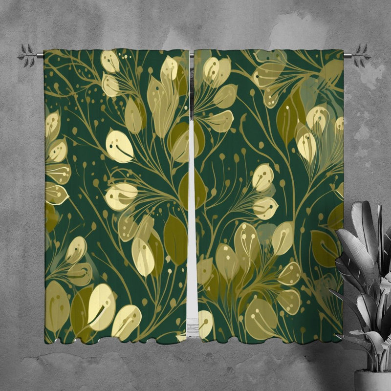 Motif floral de rideaux de fenêtre dorés - 6018, L 40 po x L 82 po