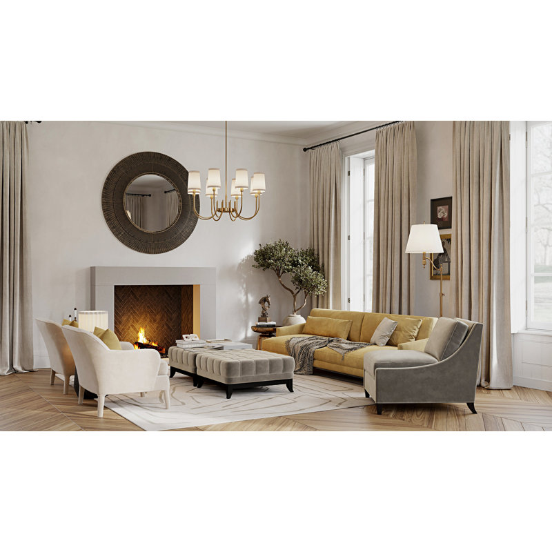 Contemporary Cast Stone Fireplace Surround with Beveled Hearth, Natural, 52" H x 70" W x 10" D
