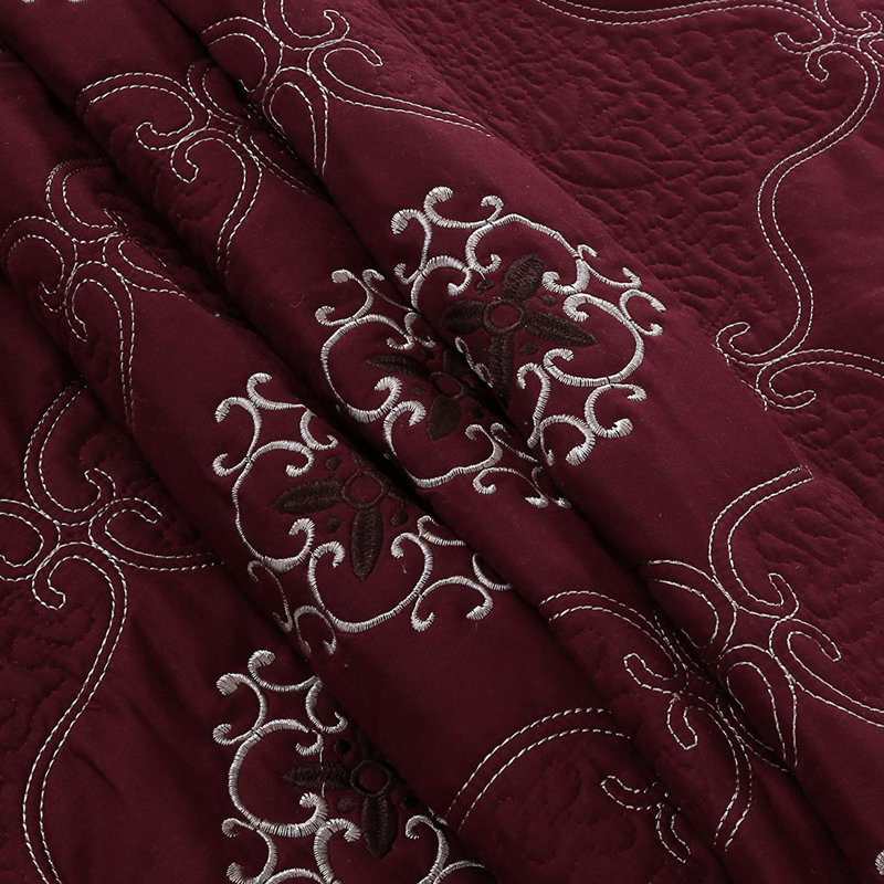 P-emma Quilt Abstract Quilt, Cal. King Quilt + 2 Shams, Burgundy