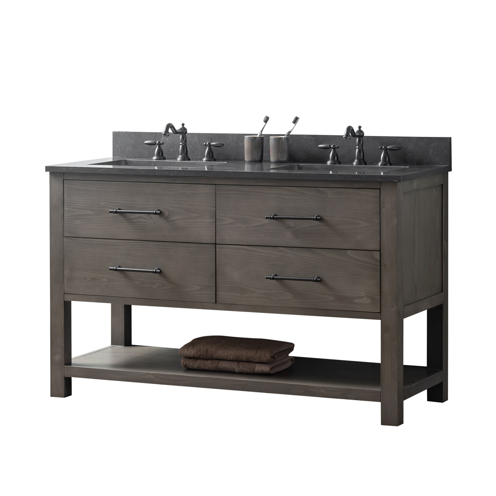 Keri 54'' Double Bathroom Vanity, Smoke Gray/Matte Black