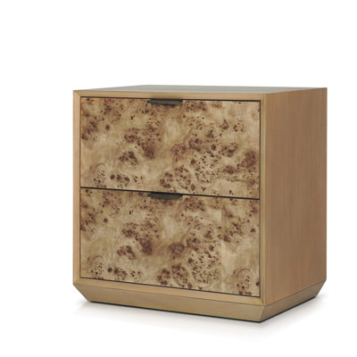 Corsica Night Stand With 2 Drawers In Natural & Antioue Brass Finish by Ivy Bronx