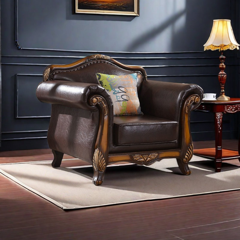 Fauteuil en cuir véritable 47,2 po Aubrina