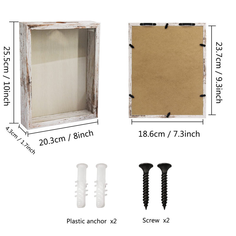 8X10 Top Loading Shadow Box Frame With HD Glass,Wood Display Case With Slot,1.25 Inches Interior Depth,Ideal For Wine Bottle Caps,Tickets,Shells,Stamps And More,White