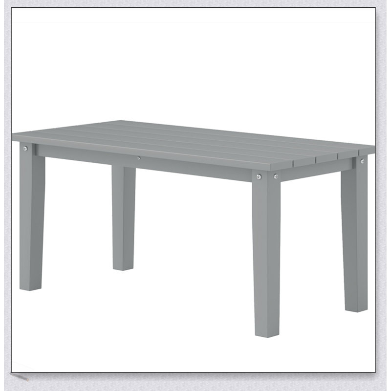 Table basse d'extérieur grise durable, résistante aux intempéries avec plateau à lattes spacieux pour la terrasse et le balcon