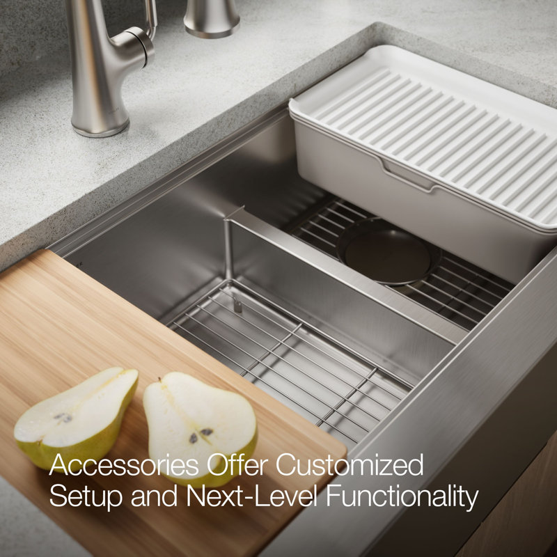 Strive® 35-1/2 In. Undermount Double-Bowl Farmhouse Workstation Kitchen Sink