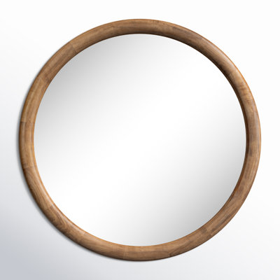 Breezewood Wooden Round Bathroom Wall Mirror