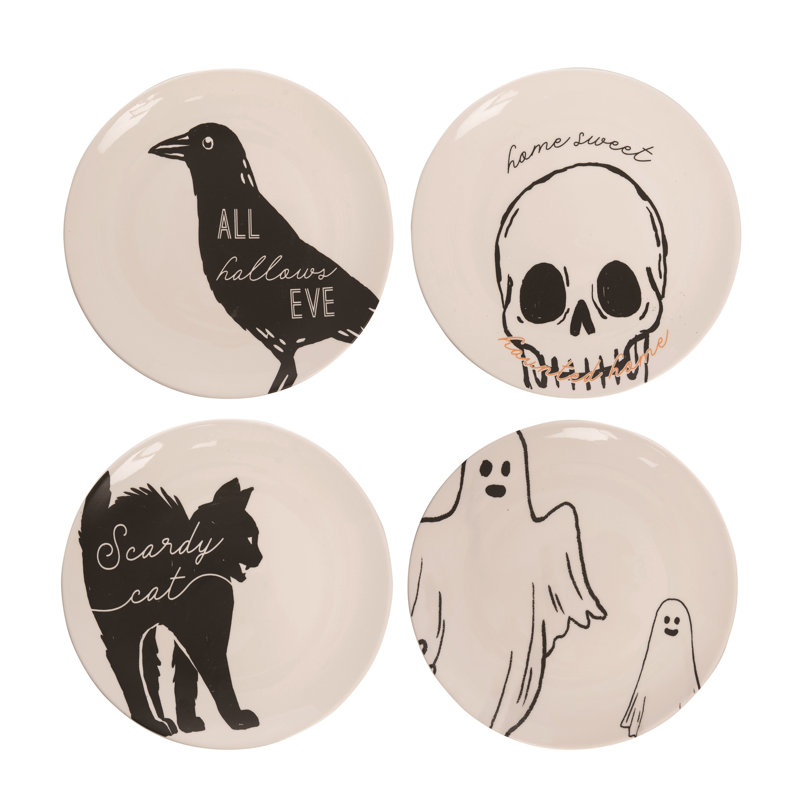  Ensemble de 4 décorations d'Halloween en céramique