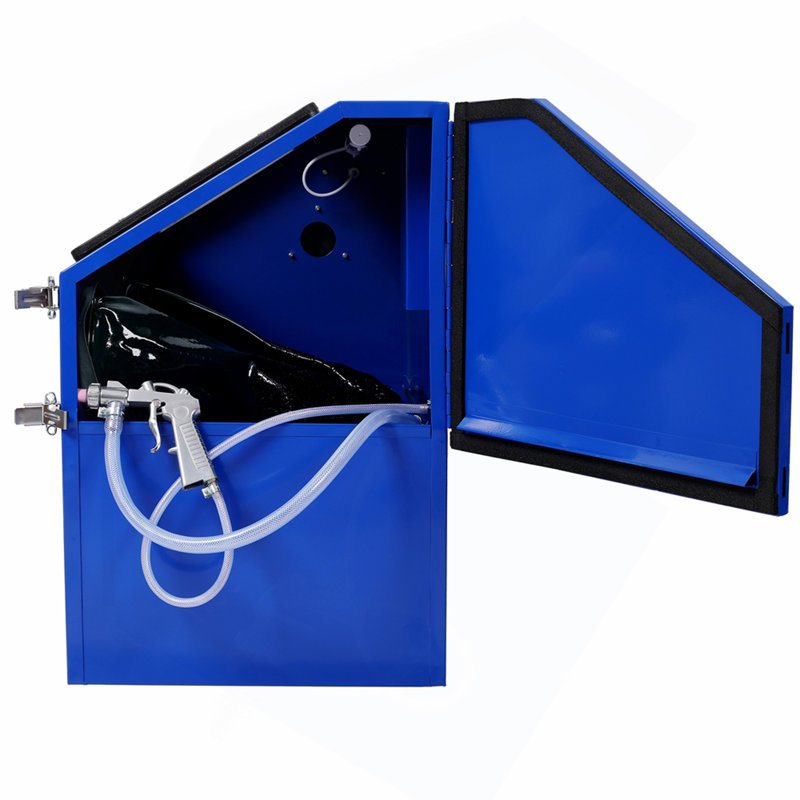 Cabinet de sablage de table de 110 L, conception ergonomique et compacte pour un sablage précis, avec fabrication en acier lourd et gants de soufflage intégrés pour aucune fuite de sable, système d'éclairage à DEL lumineux