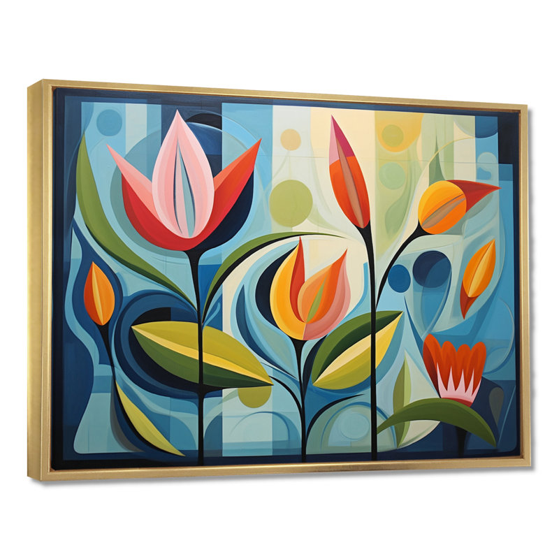 Green Mid Century Mod Nature II, reproduction d'art sur toile, Cadre flottant noir, H 12 po x l 20 po x P 1 po, Doré