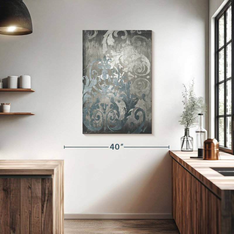 Avery Damask In Silver II, 39" H x 26" W