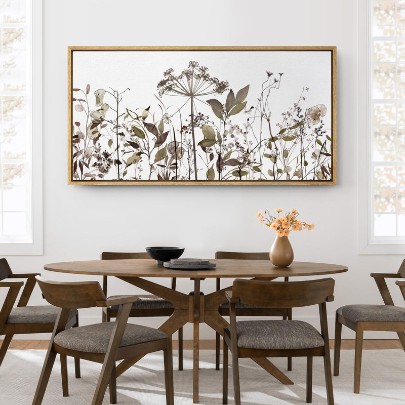 «Vibrant Wildflower Cascade Of Affection Hearts In Watercolor», reproduction sur toile, H 30 po x l 60 po, Naturel