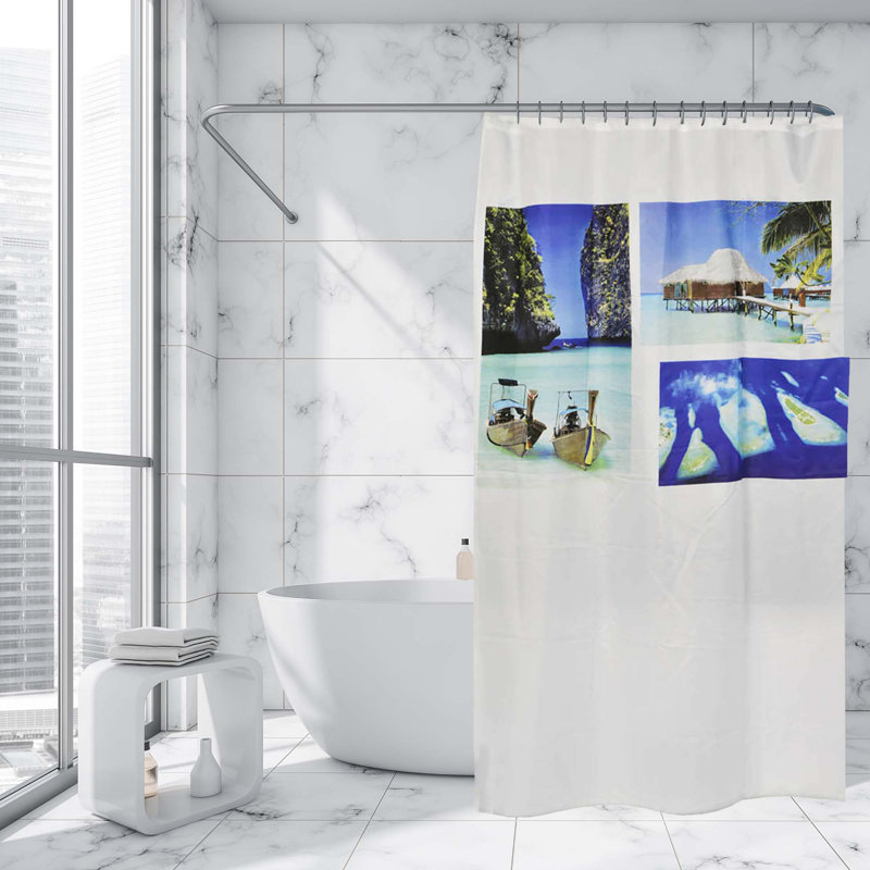 Paradise Beach Extra Long Shower Curtain Polyester