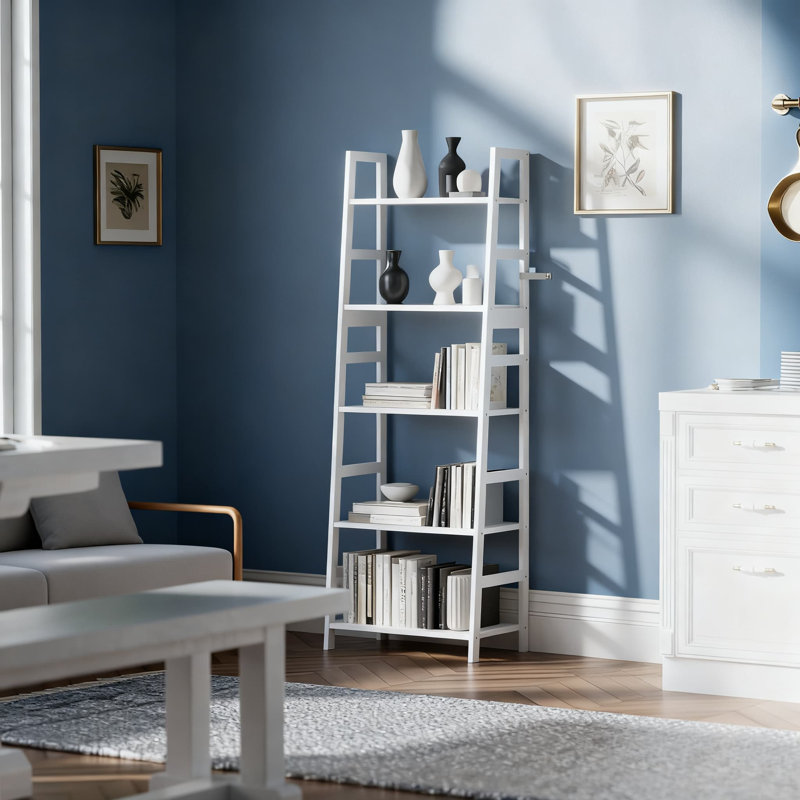Étagère en bambou à 5 niveaux, bibliothèque robuste avec rangement ouvert, présentoir autoportant moderne pour l'organisation du salon, du bureau, de la chambre à coucher et de la salle de bain