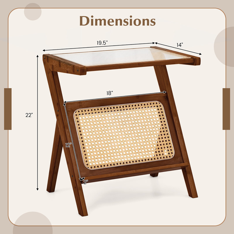 Adale Glass Top End Table Set, Walnut