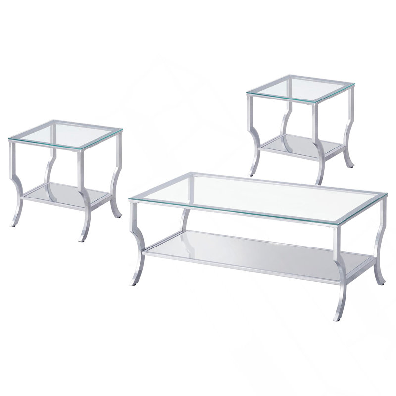Ensemble de 3 tables basses chromées
