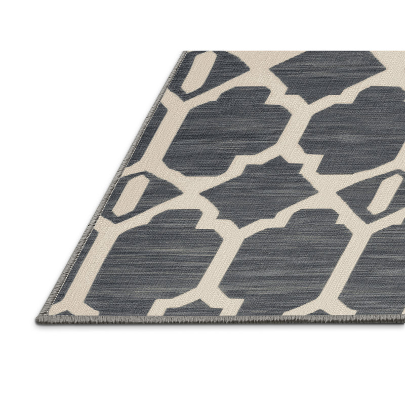 Tapis gris en treillis lavable à la machine, Carré 4 pi