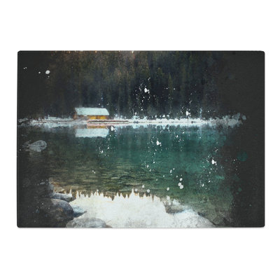 Hut at the Foot of a Mountain Paint Splash Chopping Board