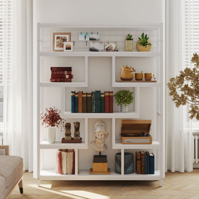 Abrielle 69.7" H x 55" W Iron Geometric Bookcase by Trent Austin Design