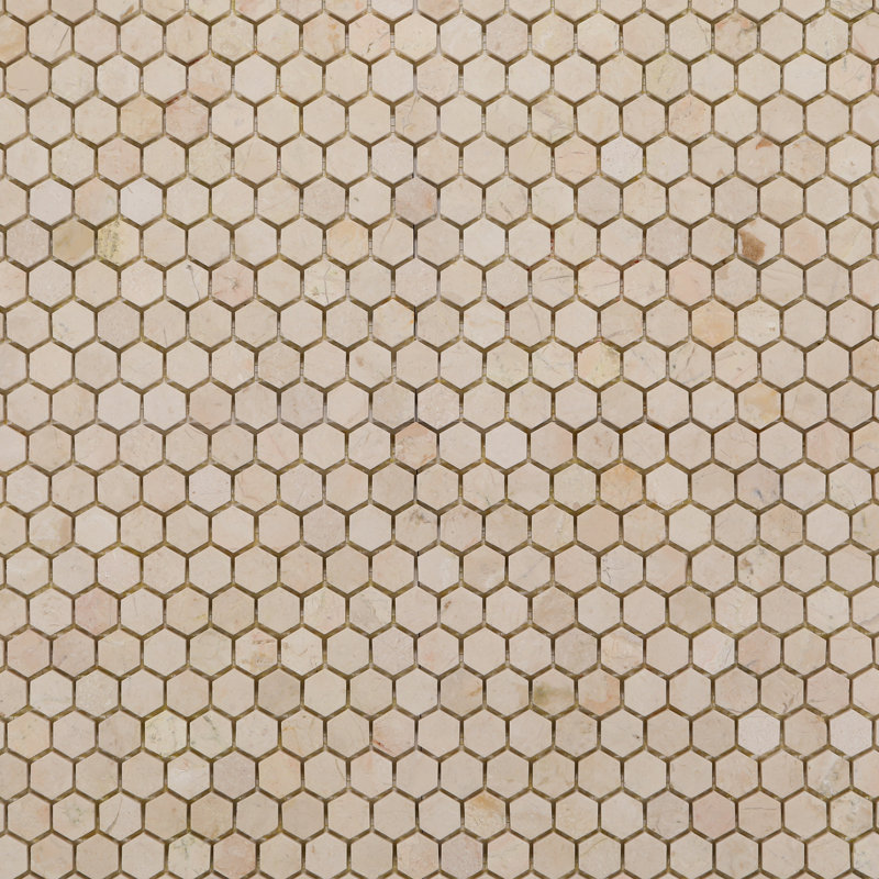 Marble Honeycomb Mosaic Wall & Floor Tile, Honed Indo Cream
